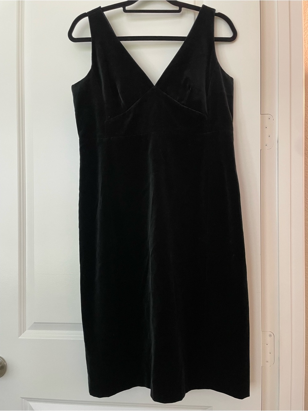 J. Crew Vintage Black Velvet V-Neck Midi Dress